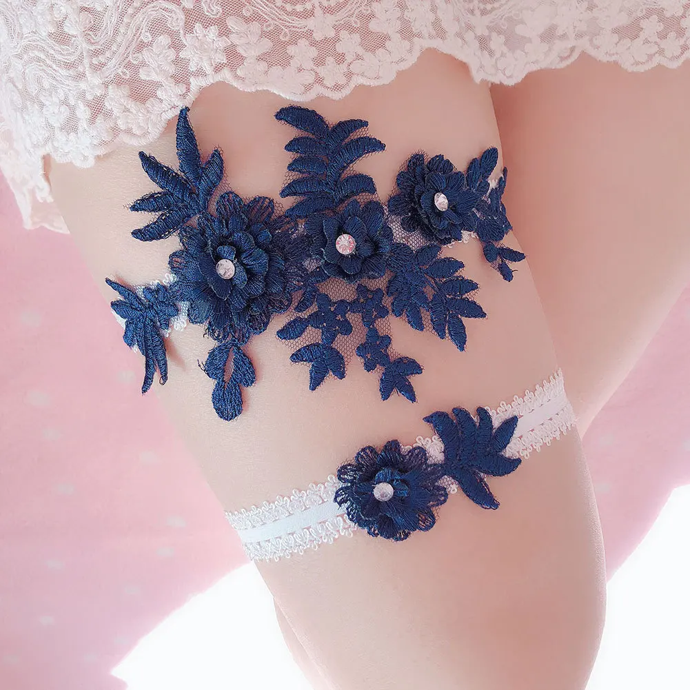 K06-セクシーな結婚式のガーターベルト,花の刺繍が施されたレースのブライダルアクセサリー,伸縮性のあるレッグリング