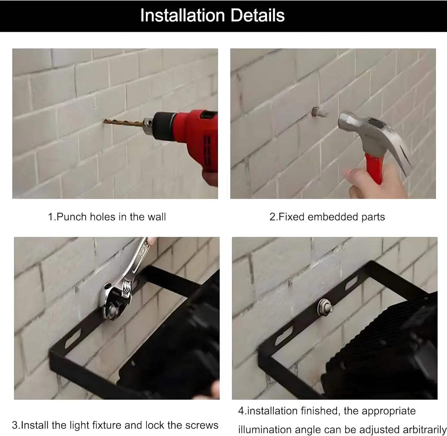 100W LED Flood Light Outdoor, 11000lm Super Bright, IP66 Waterproof Security Lights for Yard Playground