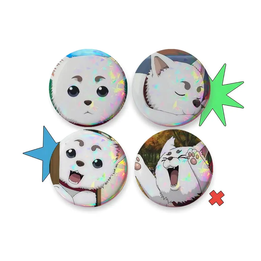 Anime Cute S-Sadaharu For Badge Custom Laser Hologram Enamel Pin Badge Metal Lapel Brooch For Clothes Bag Accessory Gift