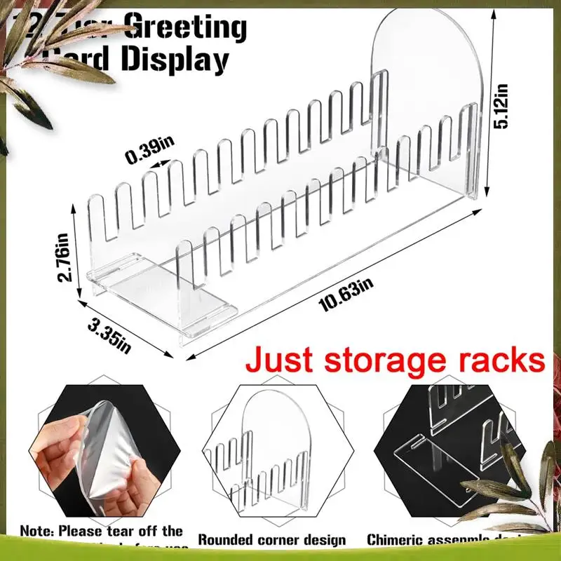 New-2 Pcs 12 Tier Acrylic Greeting Card Display Stand Portable Card Display Rack Clear Postcard Holder Display Stand