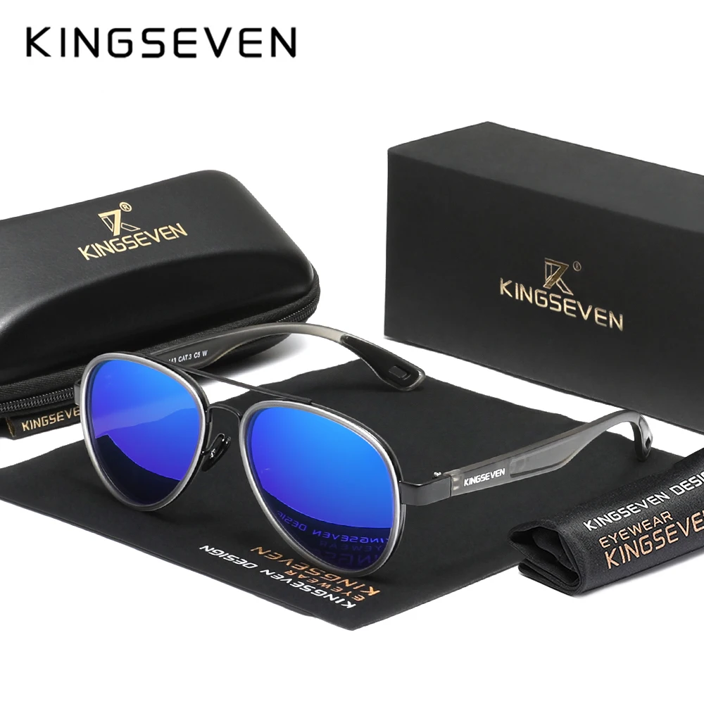 KINGSEVEN PPolarisierte Runde Steampunk-Sonnenbrille mit kleinem Rahmen für Damen und Herren, Sonnenbrille zum Autofahren, UV400-Schutz.