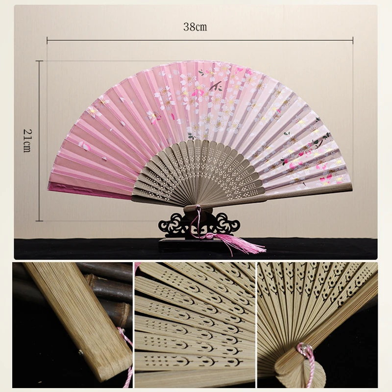 Abanico plegable de estilo antiguo, ventilador de estilo japonés, Hanfu chino, Verano