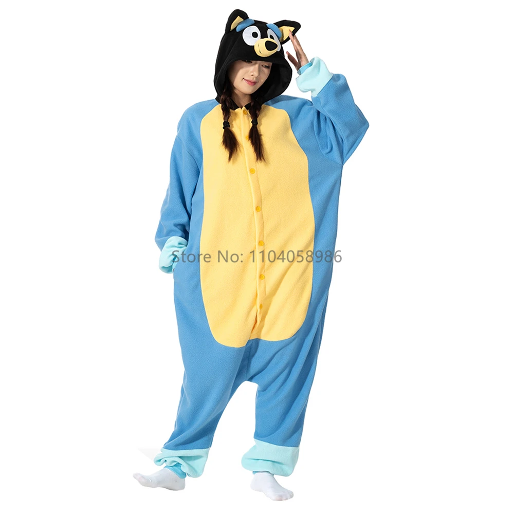 Tier Kigurumi Kostüm Halloween Stram pler blauen Hund für Frauen Männer Erwachsene Kinder Pyjamas Cartoon Pyjama Cosplay Party Homewear