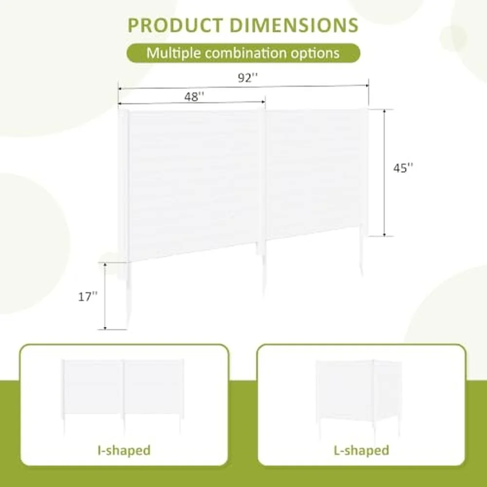 Privacy Fence Panels 48''W x 45.4''H PVC Air Conditioner Fence with 2 Panels Fixed Nail & Hammer Decorative Fences for