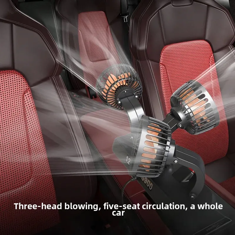Triple Head Truck Car Fan 24V 12V Small Bread Strong Cooling Silent USB Powered Air Cooling Fan for Vehicle