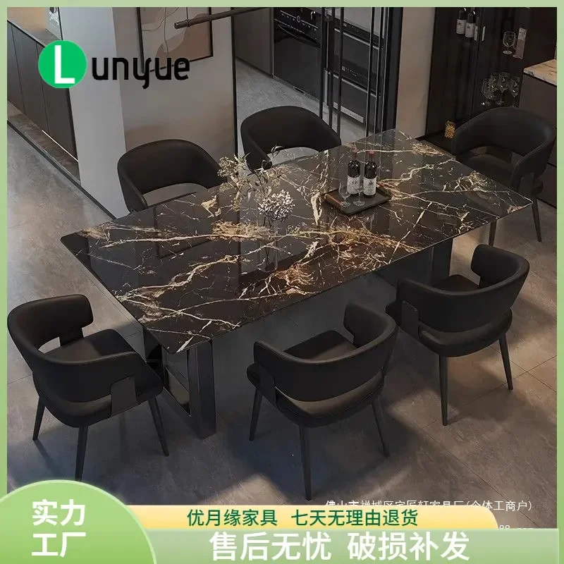 Luxury Marble Dining Table Set Modern Simple Rectangular High Grade Household Table and Chair Combination for Small Apartment