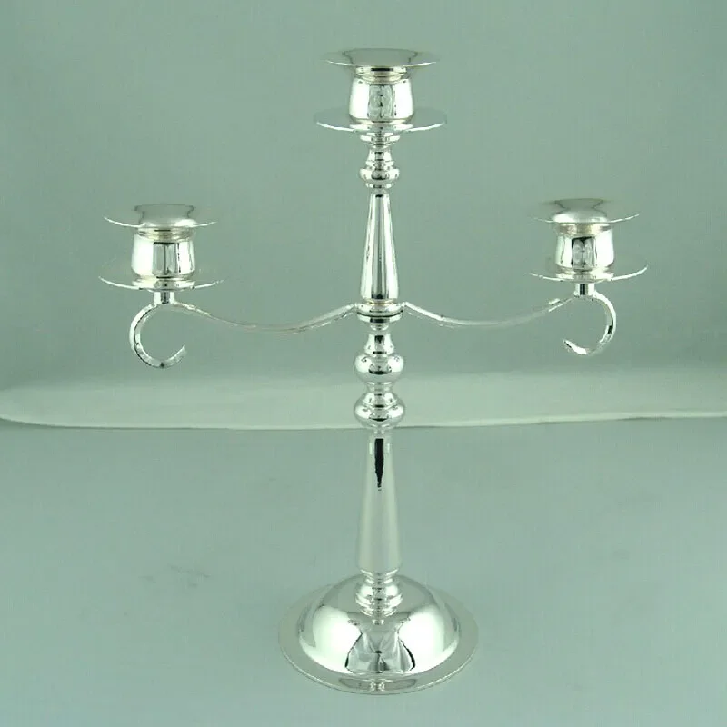 Vintage Brass Three Head Candlestick Holder Elegant Silver Plated Candelabra for Home Decor Wedding Centerpiece Table