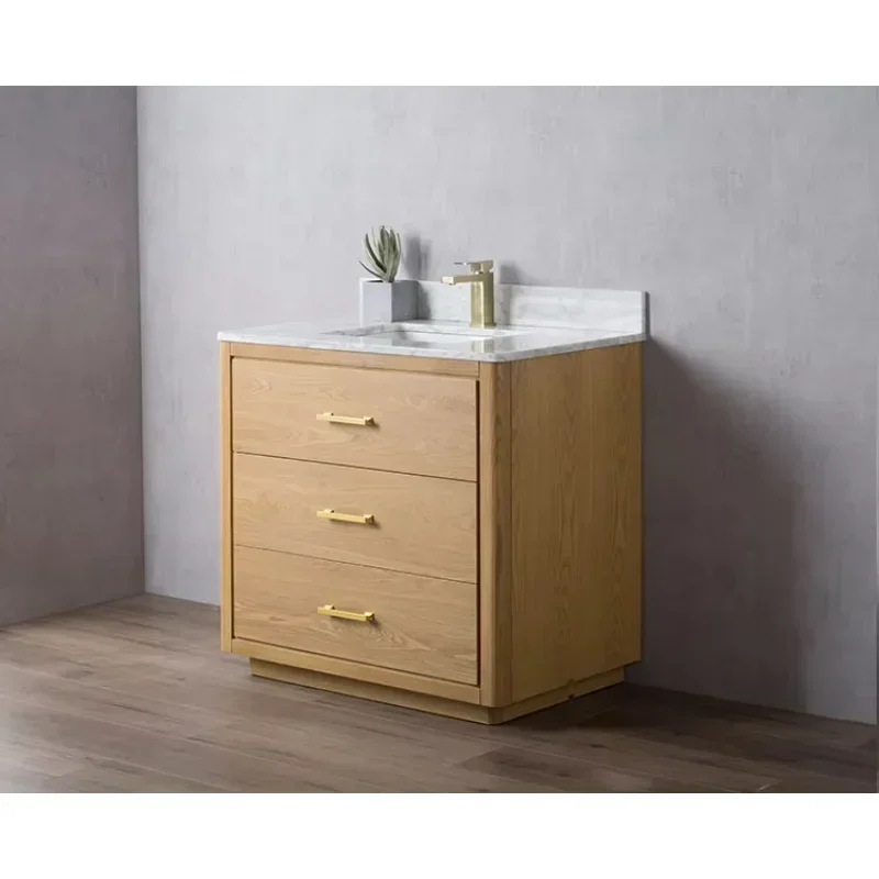 36'' Modern Free Standing Single Bathroom Vanity Cabinet With Cararra Marble Top For Hotels 1-Year Warranty