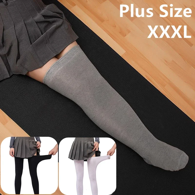 Large Over Size Ladies Thigh High Long Socks Plus Size Women Knee Sock Black White Striped Stockings Leg Warmers XXXL XXXXL 5XL