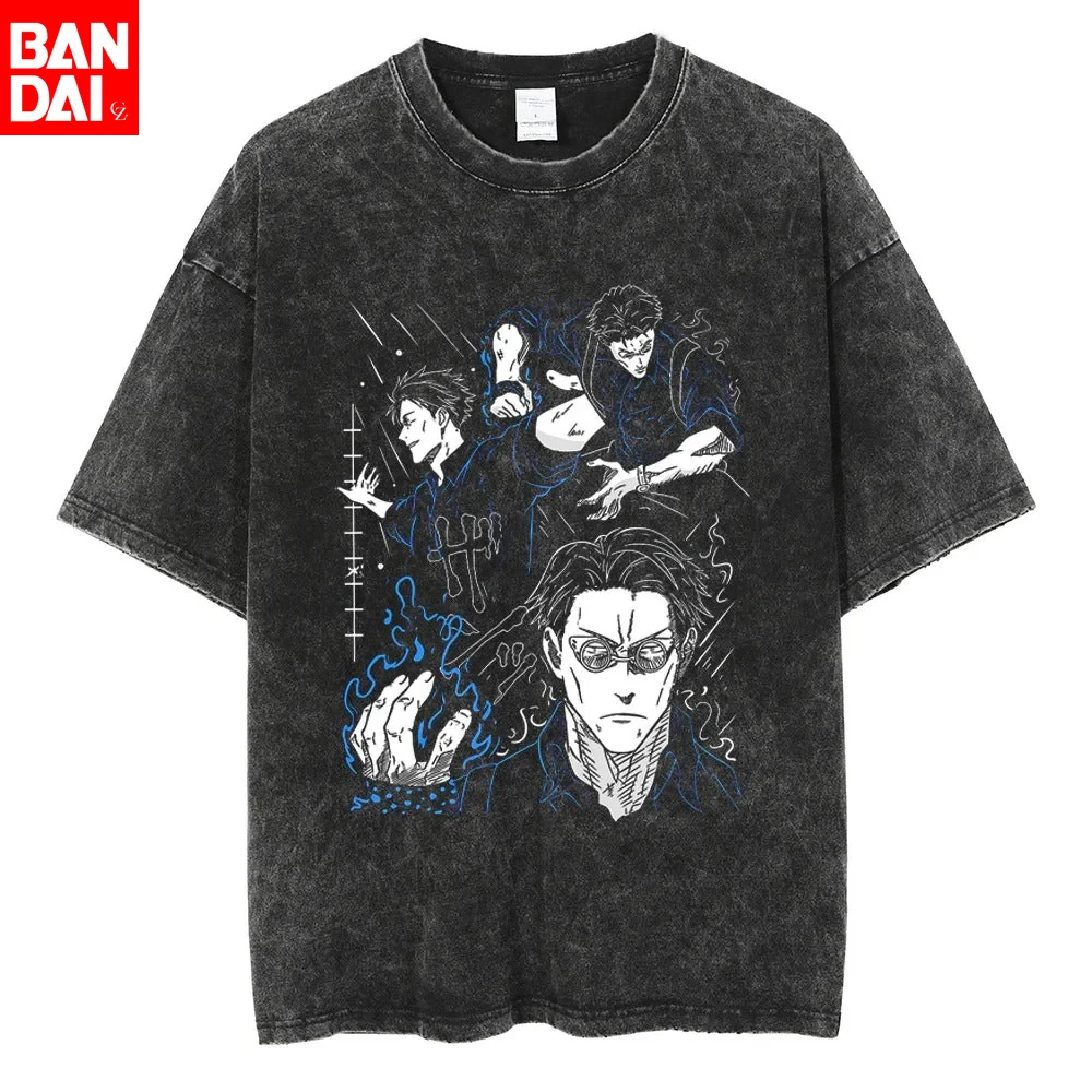 

Jujutsu Kaisen Kento Nanami Multi-pose Technique Sketch Vintage Wash Print T Shirt Men 2026 Summer Black Oversized Tee Anime