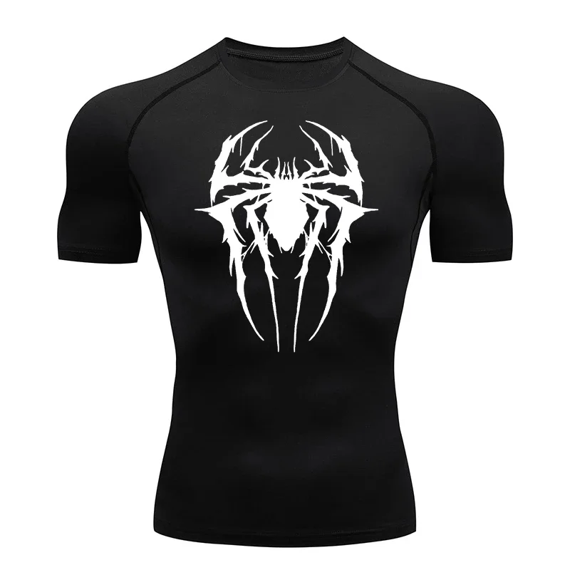 2025 New Summer Spider Print Compression Shirt Men's Sports Shirt Short-sleeved Quick-dry Sports T-shirt Sports Shirt
