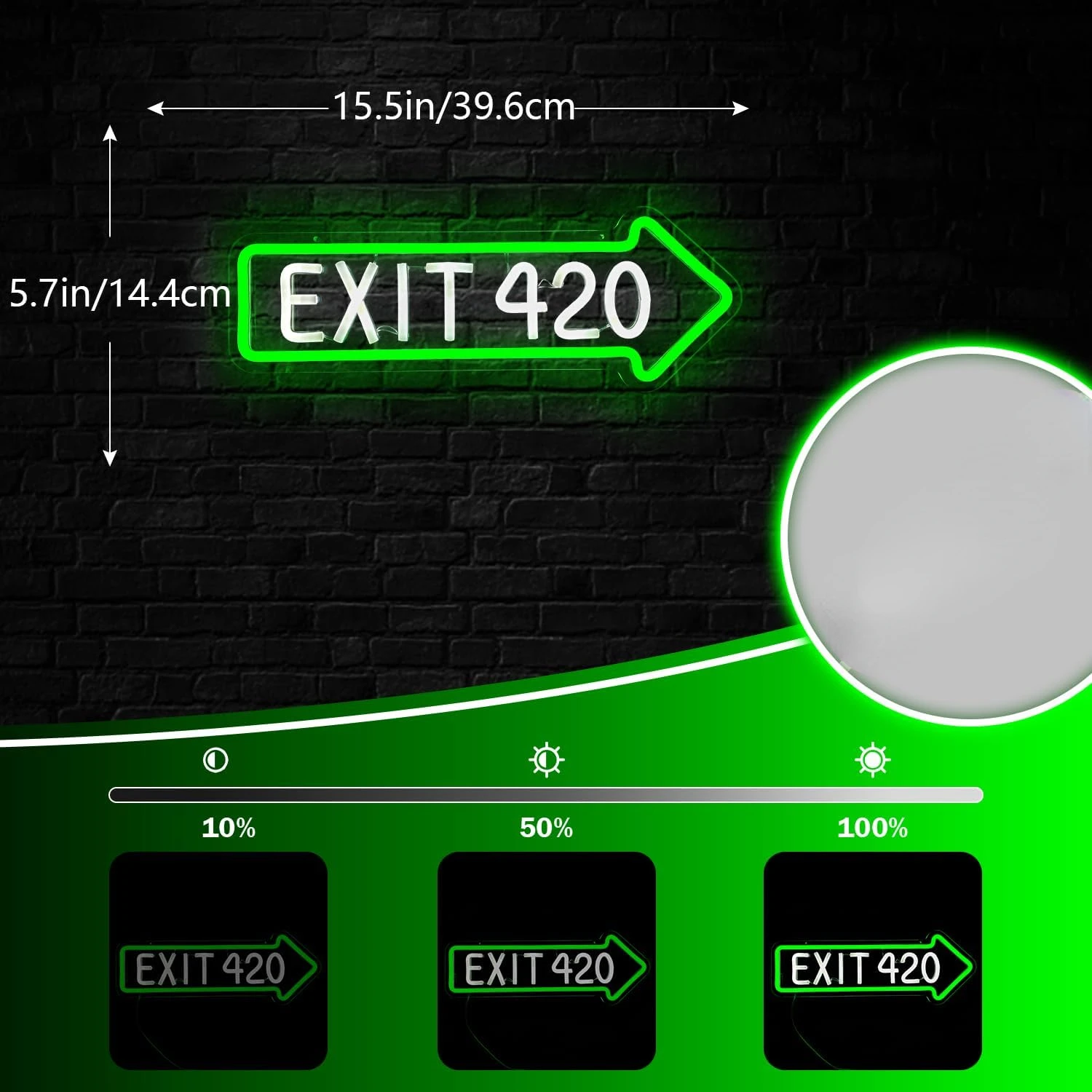 EXIT 420 Neon Sign Green Arrow LED Wall Light for Music Festival Bar Nightclub Decor Psychedelic Vibe Room Home Party Gift Idea