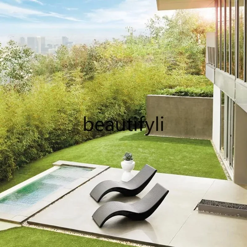 cn0420 Außenbett, Garten, Balkon, Rattanstuhl, Sofa, Rattan, Innenhof, S-Typ-Liegestuhl