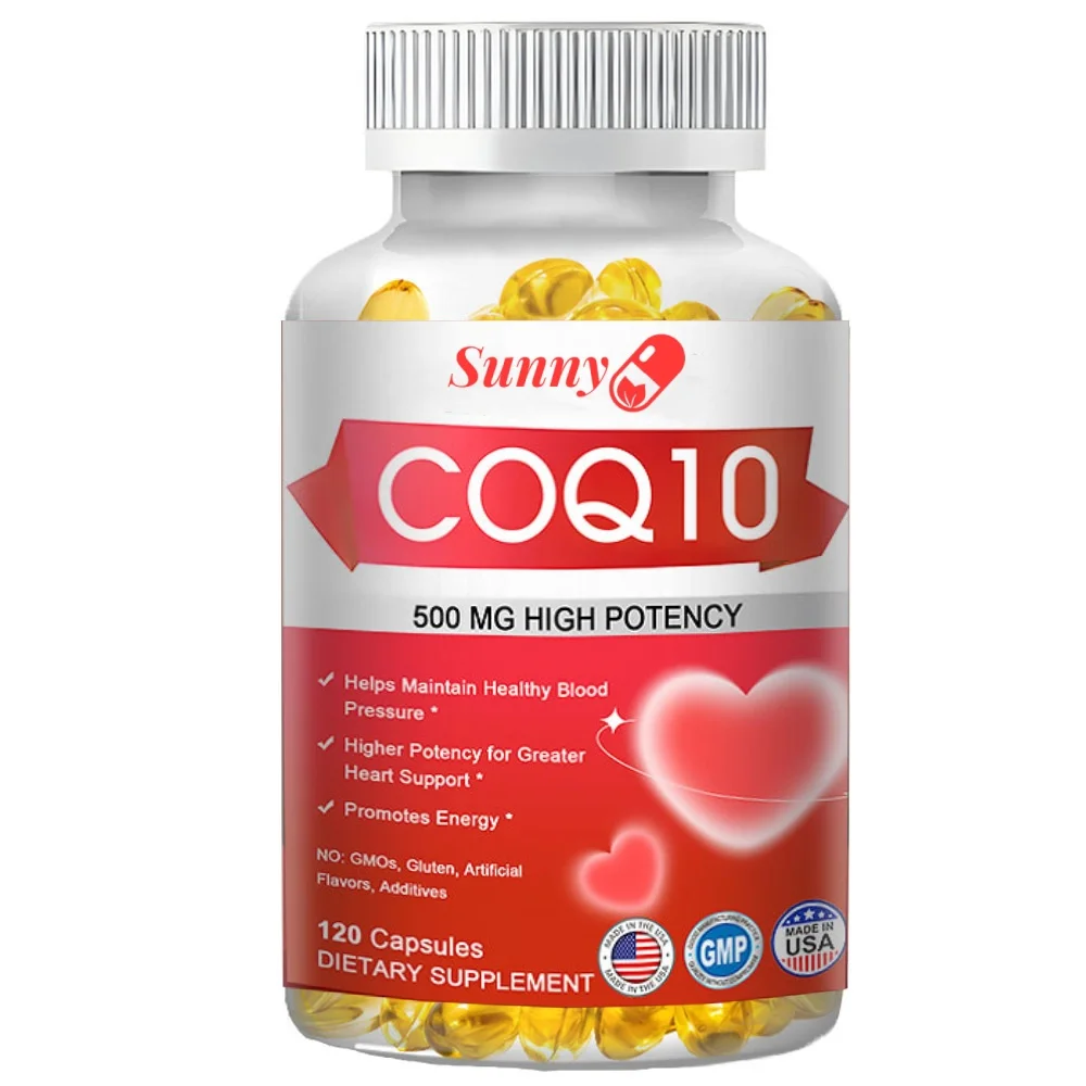 Coenzyme Q10 Capsules 500mg, for Circulation Stress Health and Body Energy, Better Absorption, Antioxidant