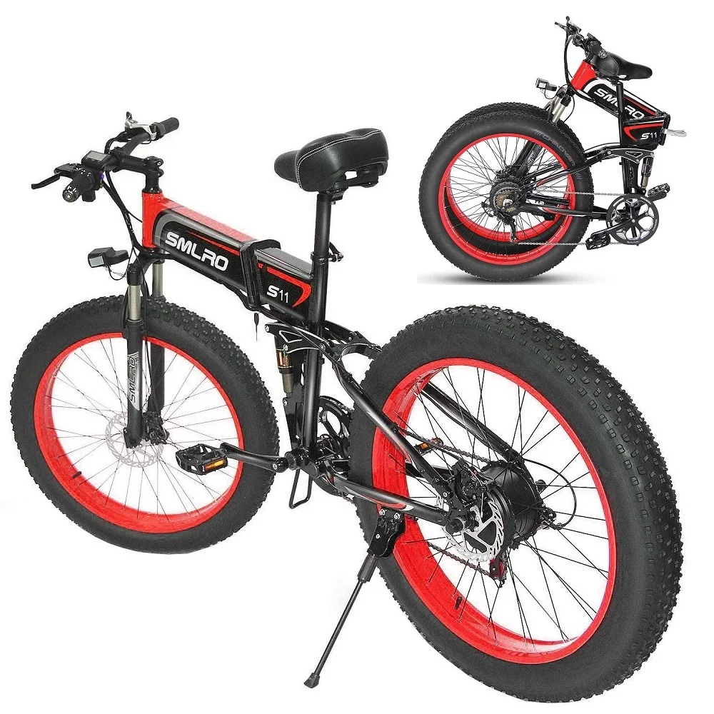 1 Electric Fat Bike E-Bike 26*4.0 Tire 500W 1000W Motor 48V 10AH 14AH Lithium Battery Folding snow mountain city bicyclecustom