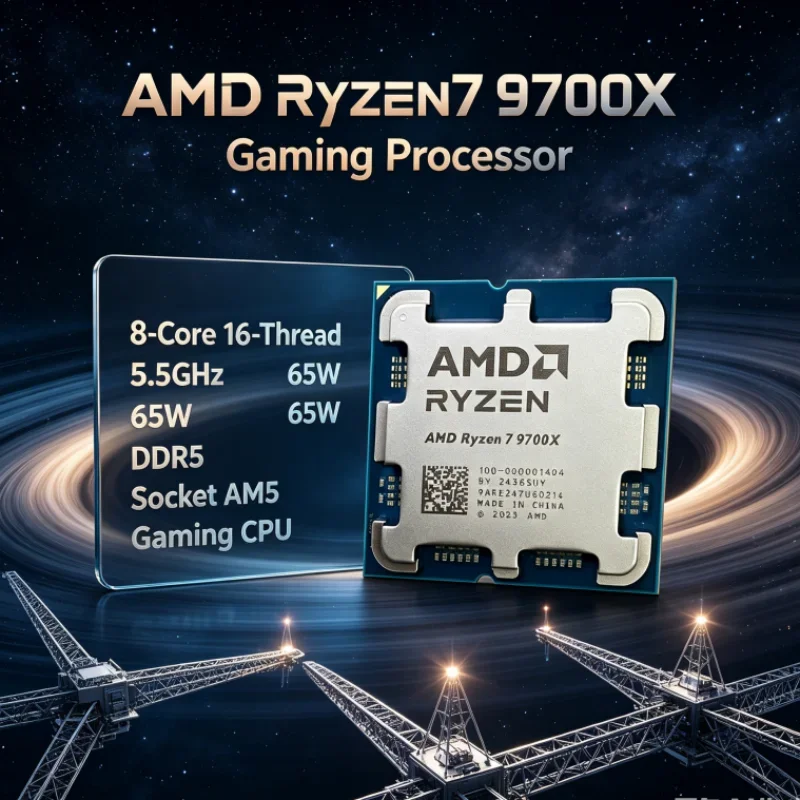 AMD Ryzen 7 9700X 8-Core 16-Thread Socket AM5 L3=32M 4NM DDR5 Up to 5.5GHz PCIe 5.0 3.8GHz 65W without fan Gaming CPU