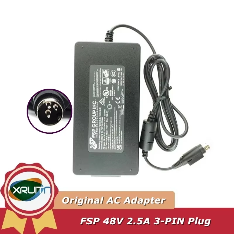

Оригинальный FSP FSP120-AFAN3, 48 В, 2,5 А, импульсный адаптер питания, зарядное устройство, 120 Вт, 3-контактная вилка