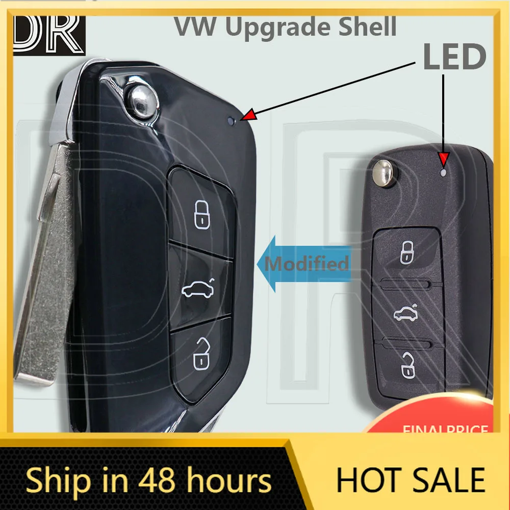 

Styling Mouldings DR 202AD Modified Flip Car Remote Key Shell Case For VW Volkswagen Passat Golf Mk6 Polo Caddy Tiguan Beetle Sk