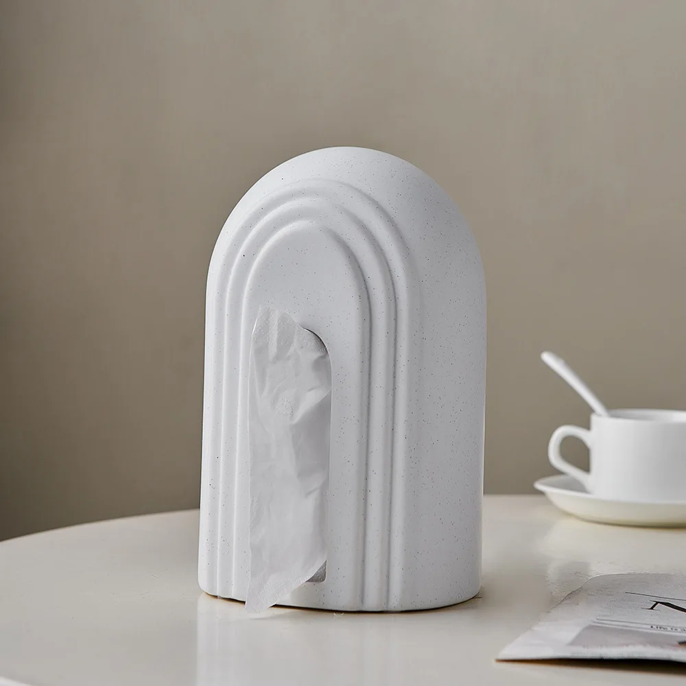 

Modern Minimalist Arch Ceramic Wave Tissue Box Standing Paper Holder Dining Table Living Room Decor