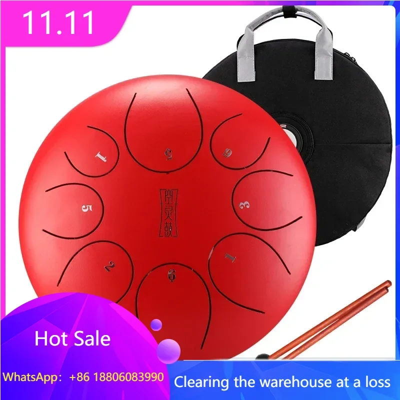 

Hluru Round Tongue Drum Musical Instrument 8 Note 8-Inch Drumset F Tone Steel Hanpan Tank Drum Percussion Instrument Drum TS8