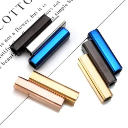 2 Sets Square Stainless Steel Tube Beads For Jewelry Making Fit 4mm Connectors Spacer Diy Leather Cord Bracelet Necklace Finding