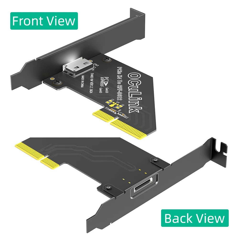 TISHRIC PCIE 1X 4.0 إلى Oculink SFF 8611/8612 محول مع قوس طويل الملف الشخصي PCI Express X4/X1 SSD إلى U.2 SFF-8612 محول