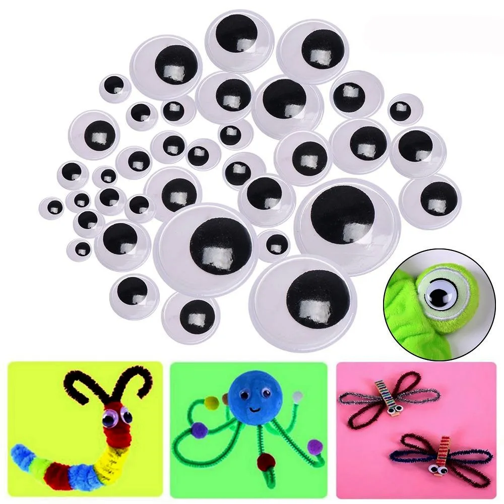 30/100pcs/bag 3D Dolls Activity Eyes Black&White Plastic Kindergarten Handmade Dolls Eyes With Adhesive Backed