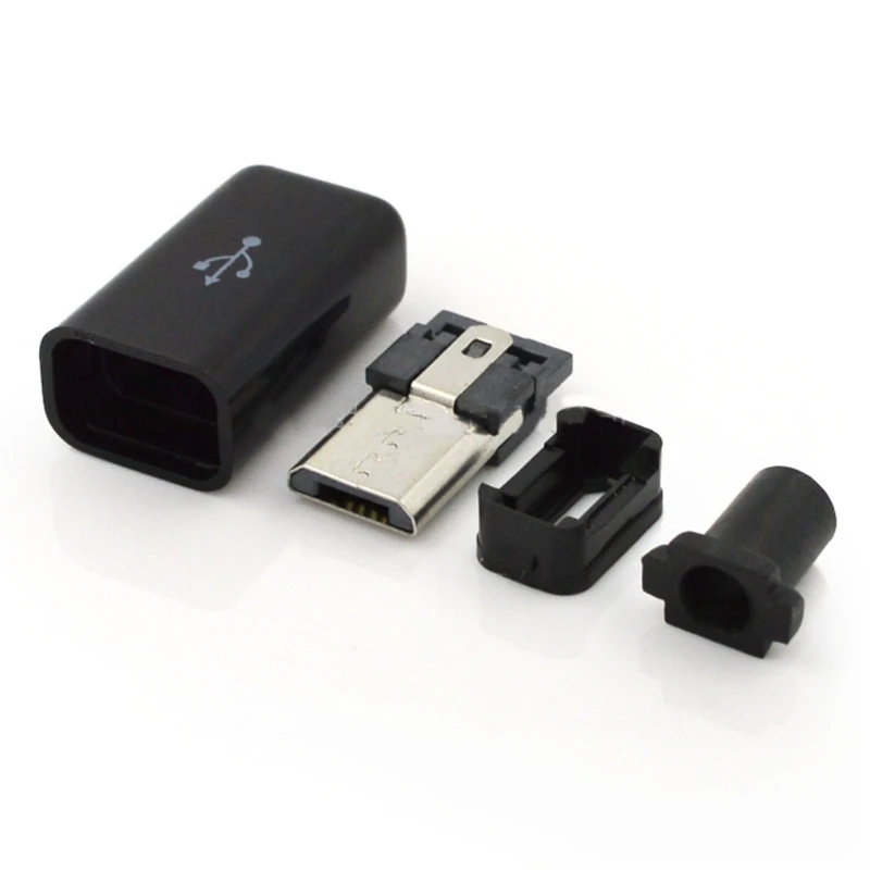 10 Pack USB 2.0 ประเภท-C ปลั๊ก 5 ขาเชื่อมประเภท Micro USB Connector เปลี่ยนปลั๊กพลาสติกสีดำฝาครอบ