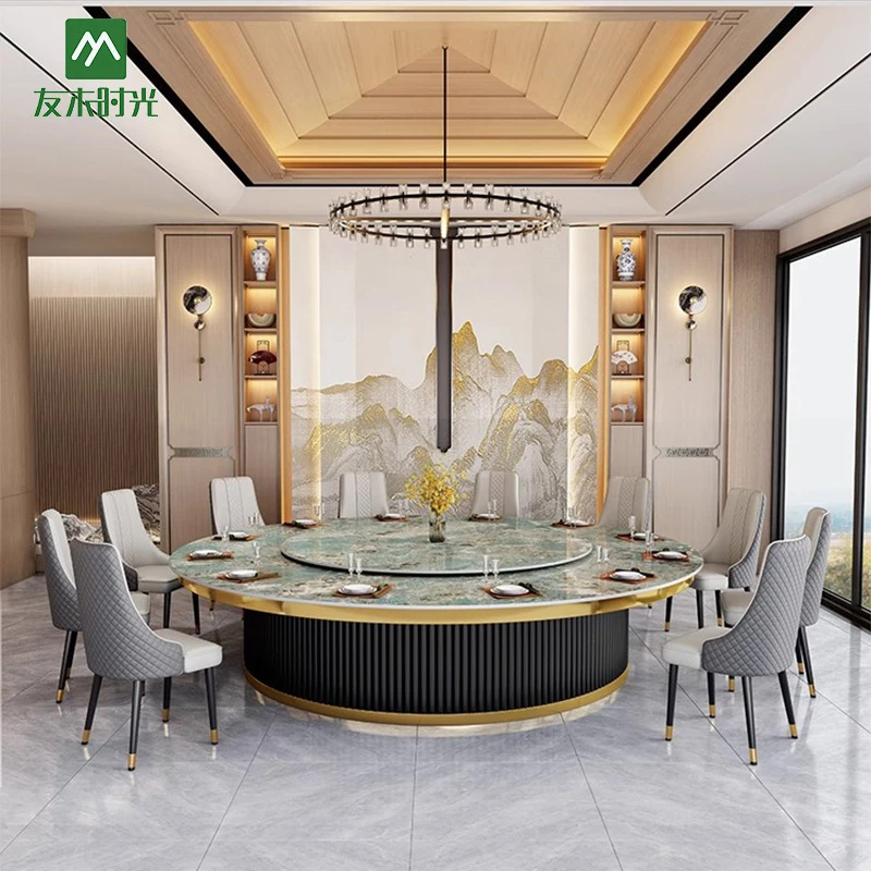 Restaurant Booth SetSlate Rotating Commercial Use, Hotel Large Round Table, Restaurant And Club Private Room Automatic R
