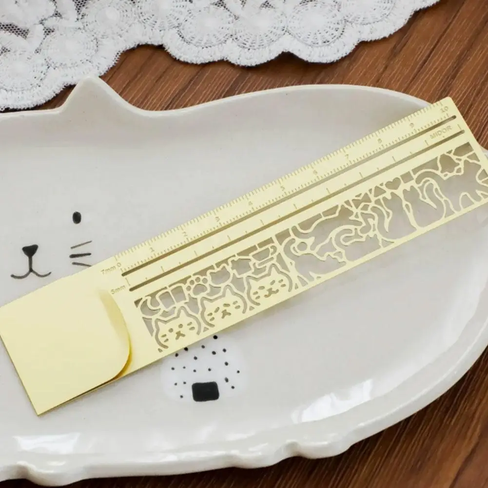 2-in-1 Adorable Cat Bookmark Ruler Cat Template Handheld Account Multifunctional Ruler Ruler Cat Pattern Creative Ruler Bookmark