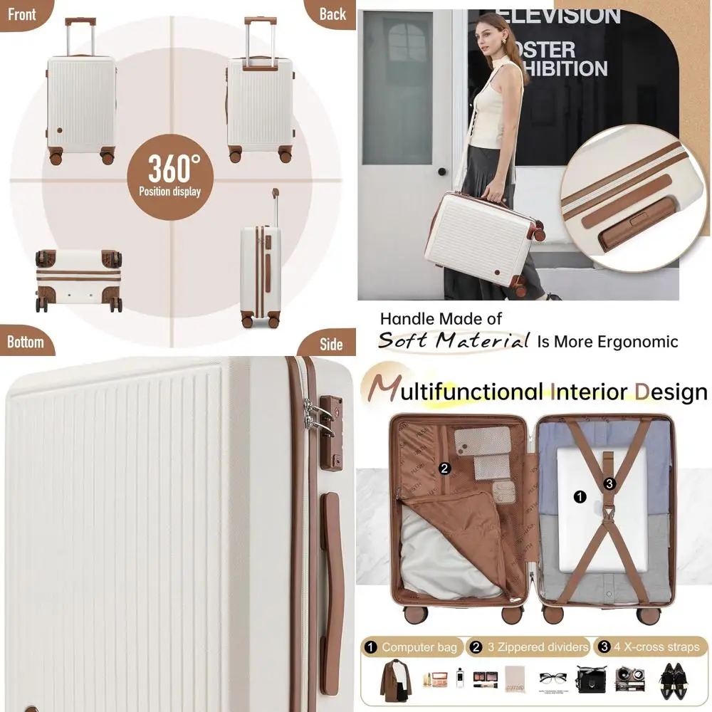 Compact 20 Hardshell Spinner Luggage with TSA Lock, Airline Approved for Travel (White)