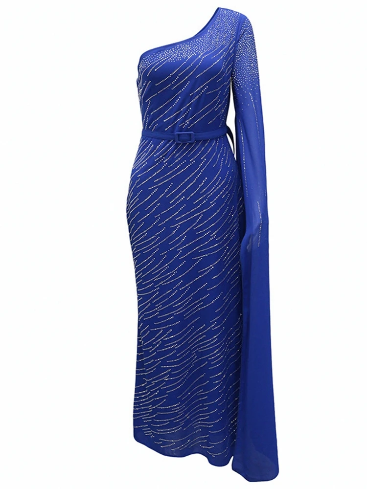 

Африканские платья для женщин: элегантное платье макси с одним открытым плечом, инкрустированное стразами, в стиле дашики. Традиционная африканская одежда для женщин. Платья в стиле фей.