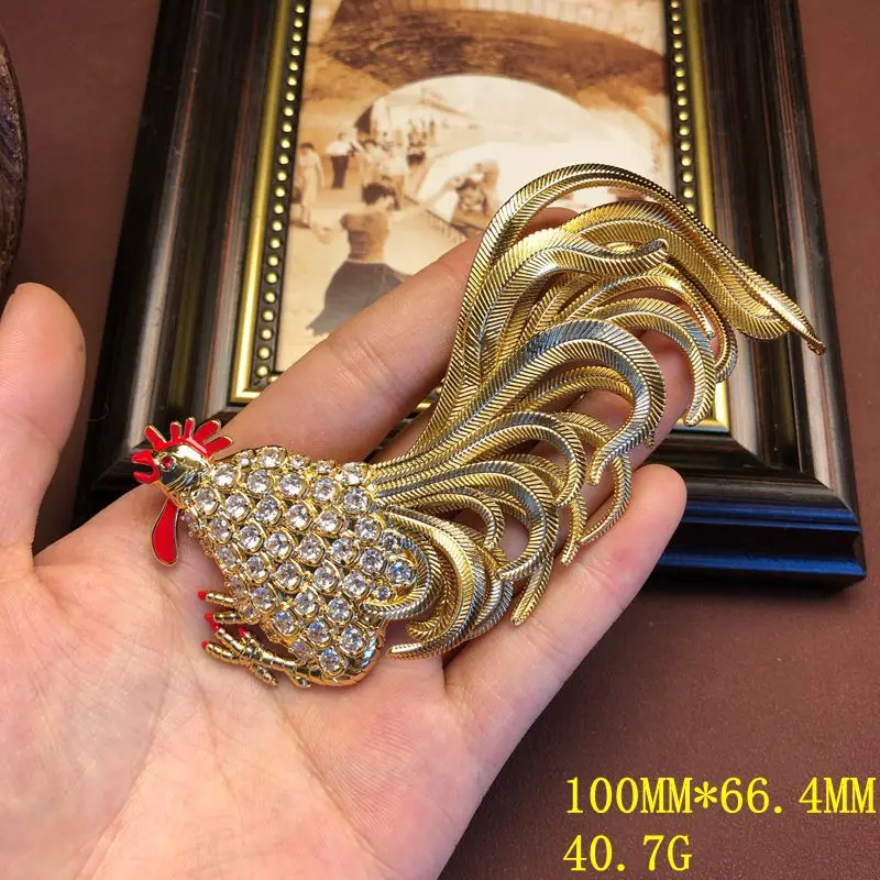 vivid animal brooch plain gold versatile inlaid zircon temperament rooster-shaped brooch jewelry