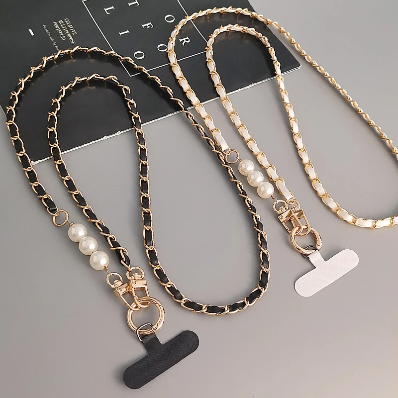 1PC Phone Case Universal Lanyard Long Crossbody Pearl Pickup Chain Mobile Phone Neck Shoulder Strap