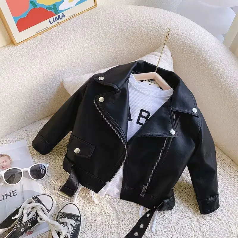 Fashion Boy Outerwear New Spring Autumn Boy PU leather Jacket Children Warm coat For Boy Coat 2024 New Clothes