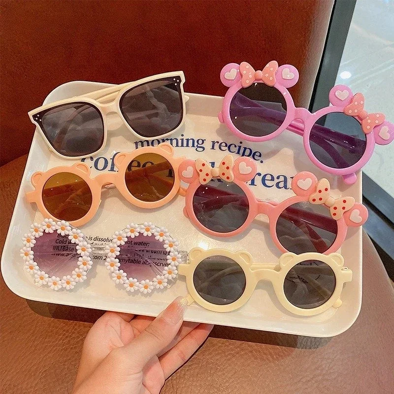 INS Lovely Kids Sunglasses Bear Shape Frame Girls Children Sun Glasses Round Street Beat Baby Boy Eyeglasses Cute Shade