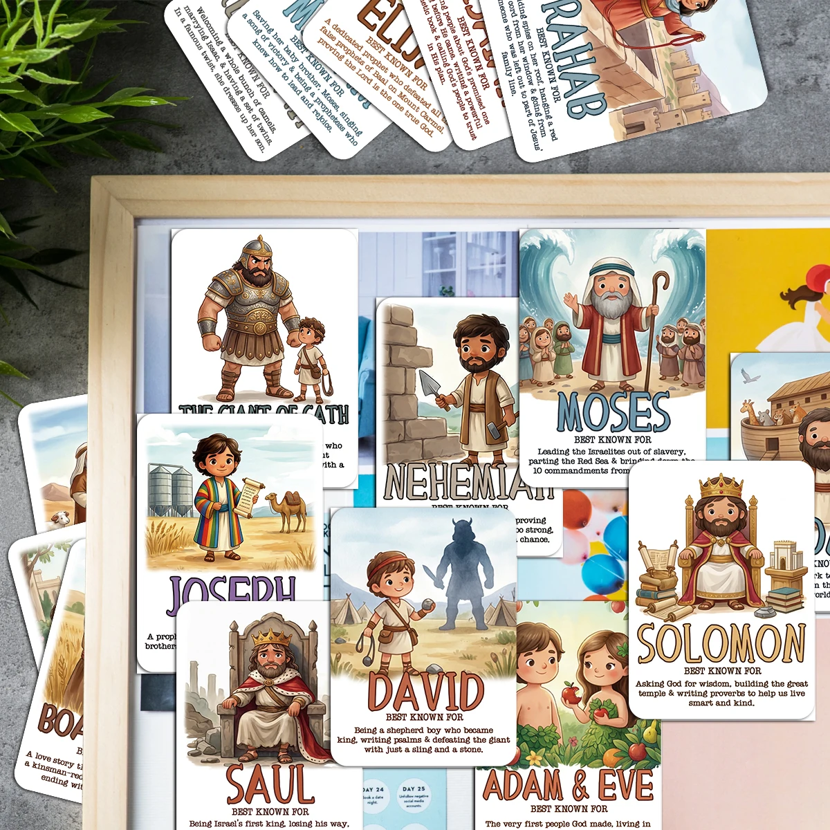 40pcs Bible Characters Cards,Summaries Of Heroes From Scripture,For Sunday School Educational Tool,Bible Study,Confirmation Gift