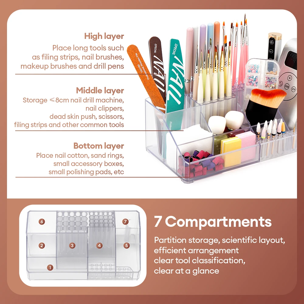 Acrylic Storage Rack Nail Art Tools Organizer Nail Salon Display Rack Large Capacity Storage Box Gel Polish Cosmetic Drawer