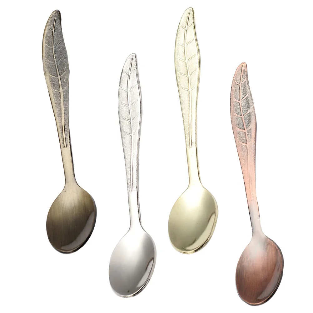 4 Pcs Retro Coffee Spoon Creative Tableware Condiment Spoons Bridal Shower Tea Desserts Small Scoops