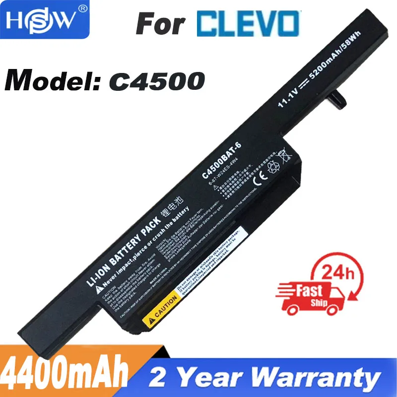 

C4500BAT-6 C4500BAT 6 Laptop Battery for Clevo C4500 C4500Q 5200Mah BAT-B5105M C4100