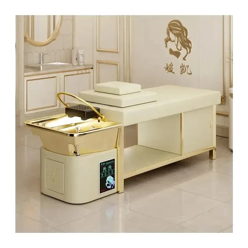 2026 Golden Luxury Spa Bed for Beauty Salons Special Thai Massage And Hair Washing Bed New Arrivals
