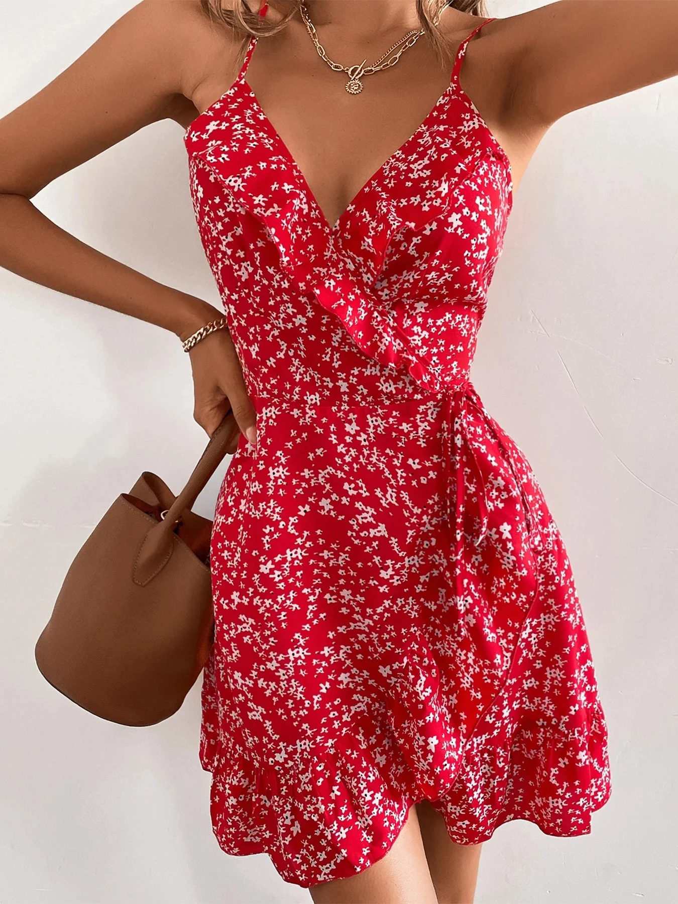 Floral wrap mini dress