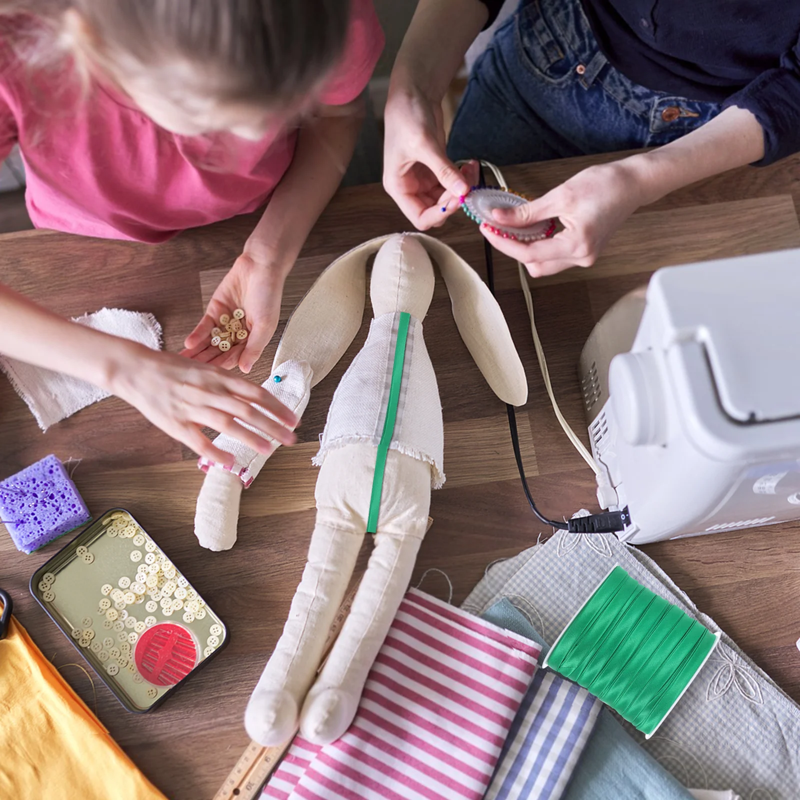 

54.68 Yards Green Double Fold Bias Tape for Sewing Quilting Piping Decorative Finishing Craft DIY Bias Binding Tape