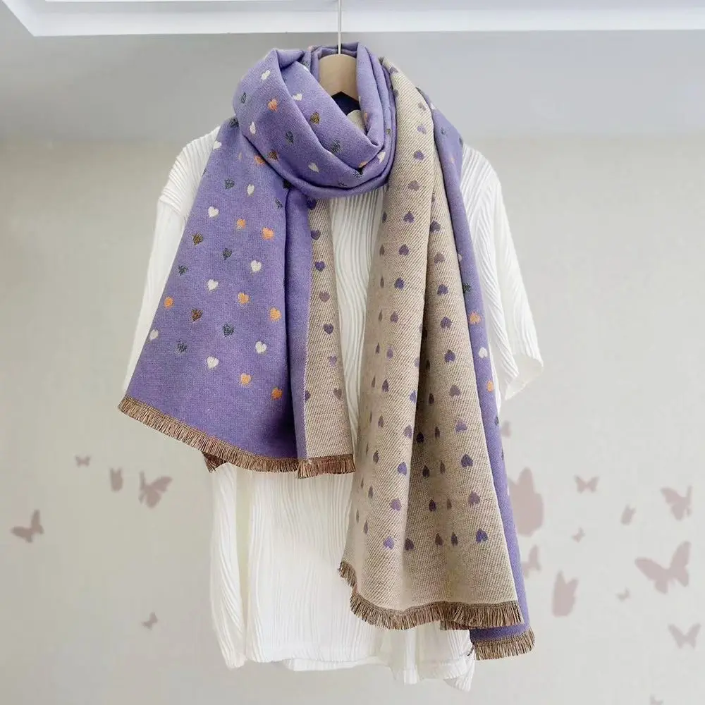 

2025 новый модный шарф в виде сетки с сердечками, мягкая теплая тонкая шаль, декоративный шарф в романтическом стиле для женщин, подарки на День святого Валентина Wh91