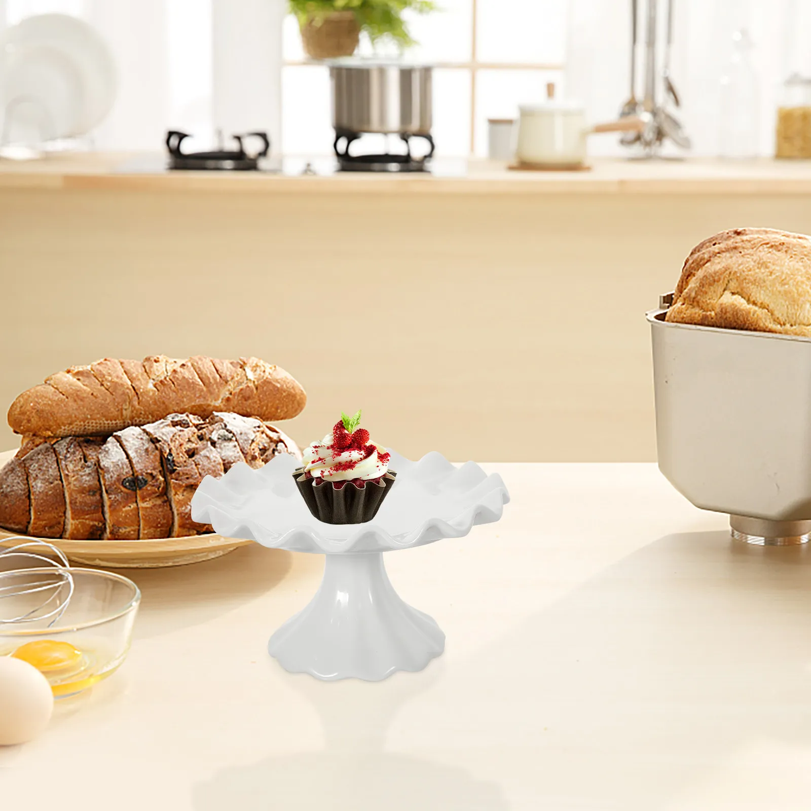 Ceramic Cake Stand Unique Standing Wave Shape Suitable for Cakes Fruits Desserts Party Display Decorative Food Plate
