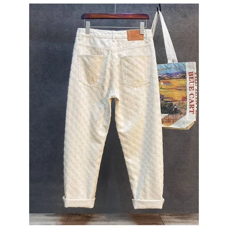 Einfarbige Jacquard-Jeansjacke der amerikanischen Modemarke, Nischendesign für Herren, Retro-Jacke, lockere lässige Jeanshose
