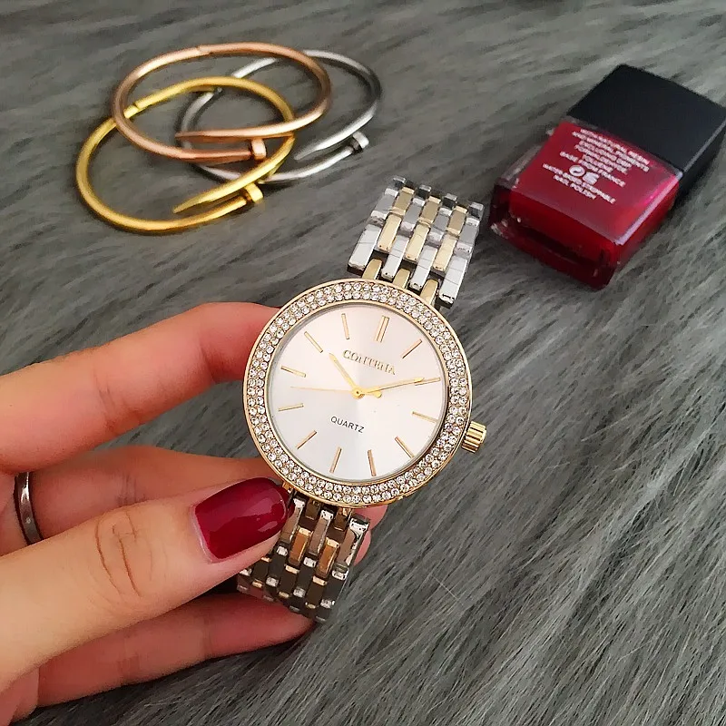 Contena Marke Luxus uhren Damenmode Strass Damen Quarzuhren Edelstahl Damen uhr Uhr Geschenk Reloj Mujer