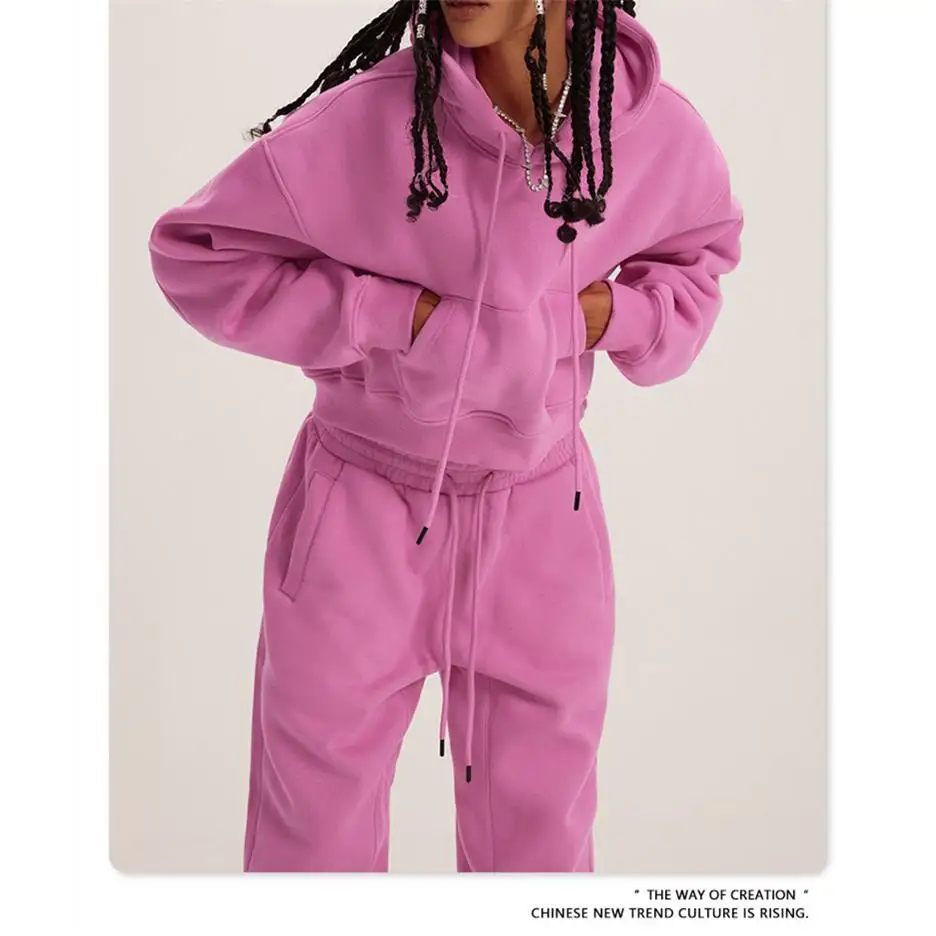 المرأة مقنعين سترة طويلة أعلى مجموعة عارضة Sle الشتاء الخريف Faion قطعتين دعوى السراويل الطويلة مريحة تنفس القطن