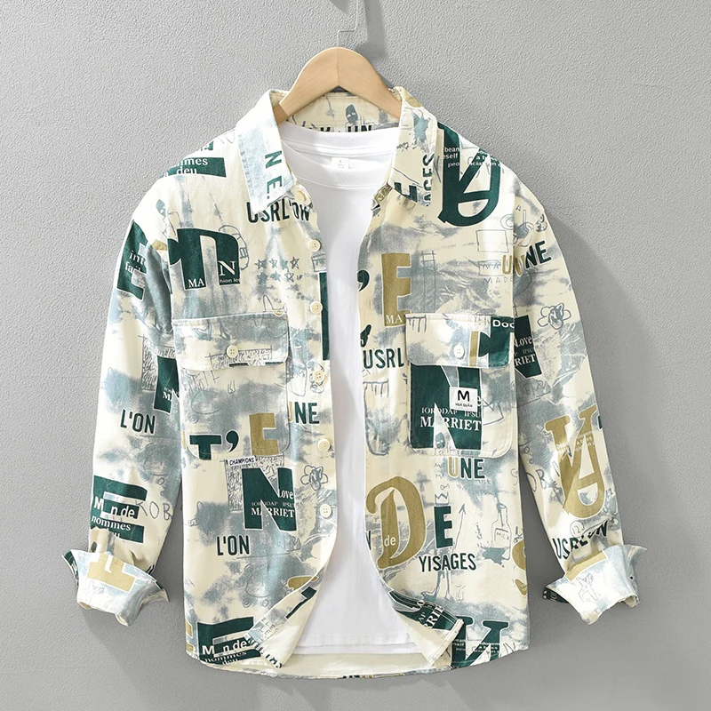 Men'S 2026 Spring 100% cotton Long Sleeve Shirt Men High-Quality Comfortable Large Size Breathable Versatile Loose Casual Jacket