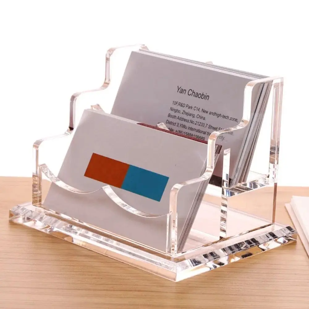 Transparent Acrylic Business Card Holder Acrylic Thickened Desktop Display Holder High-capacity Elegant Name Card Display Stand